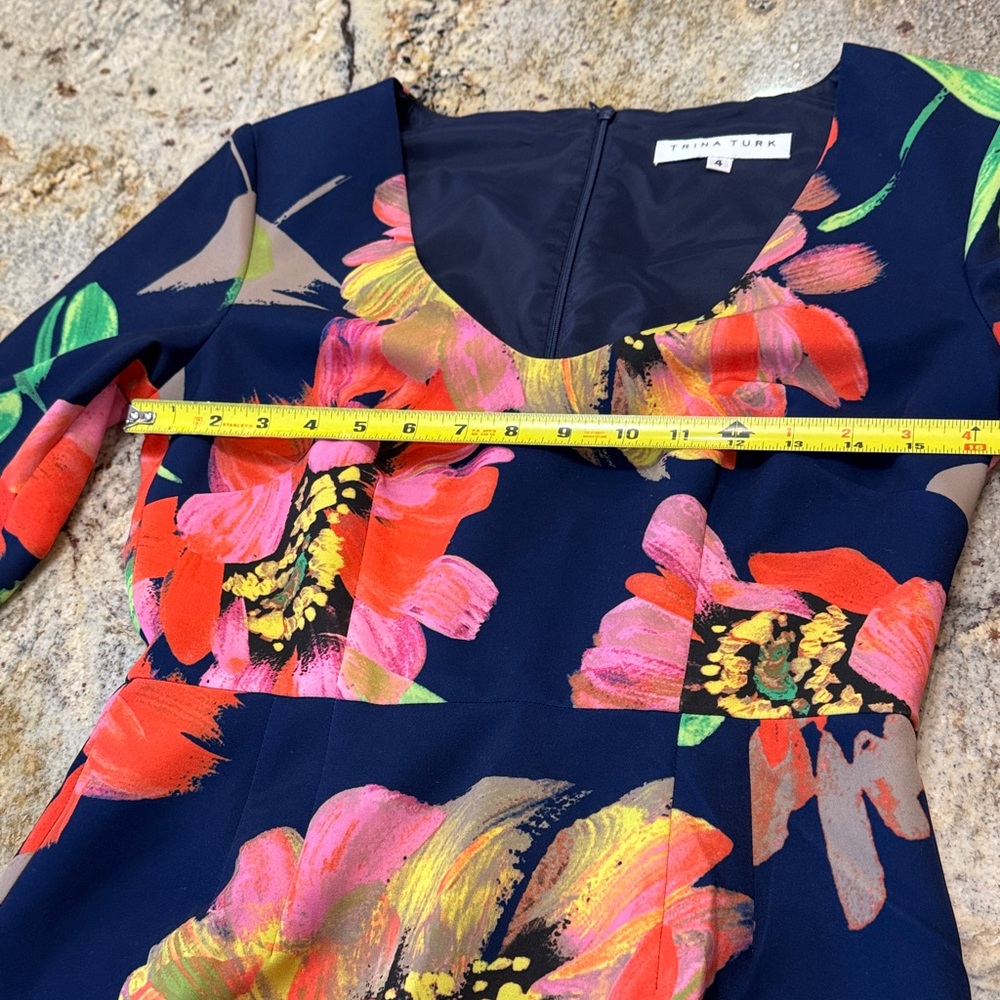 Trina Turk Navy Dress with Bold Floral Print